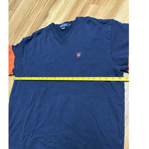 Vintage Polo Golf Ralph Lauren Embroidery Logo V Neck Blue Sweatshirt size L - Picture 6 of 6